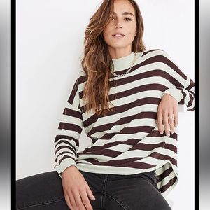 Madewell Ashbury Mockneck Sweater in Kelsey Stripe Size Small